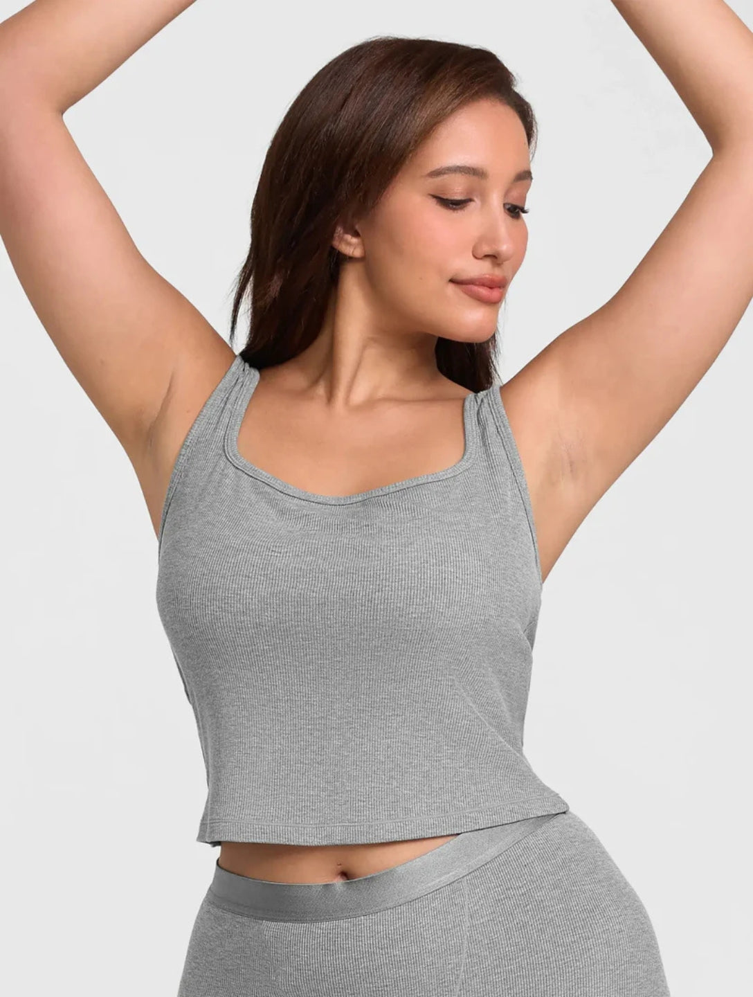 Square Neck Ribbed Tank - HeyShape