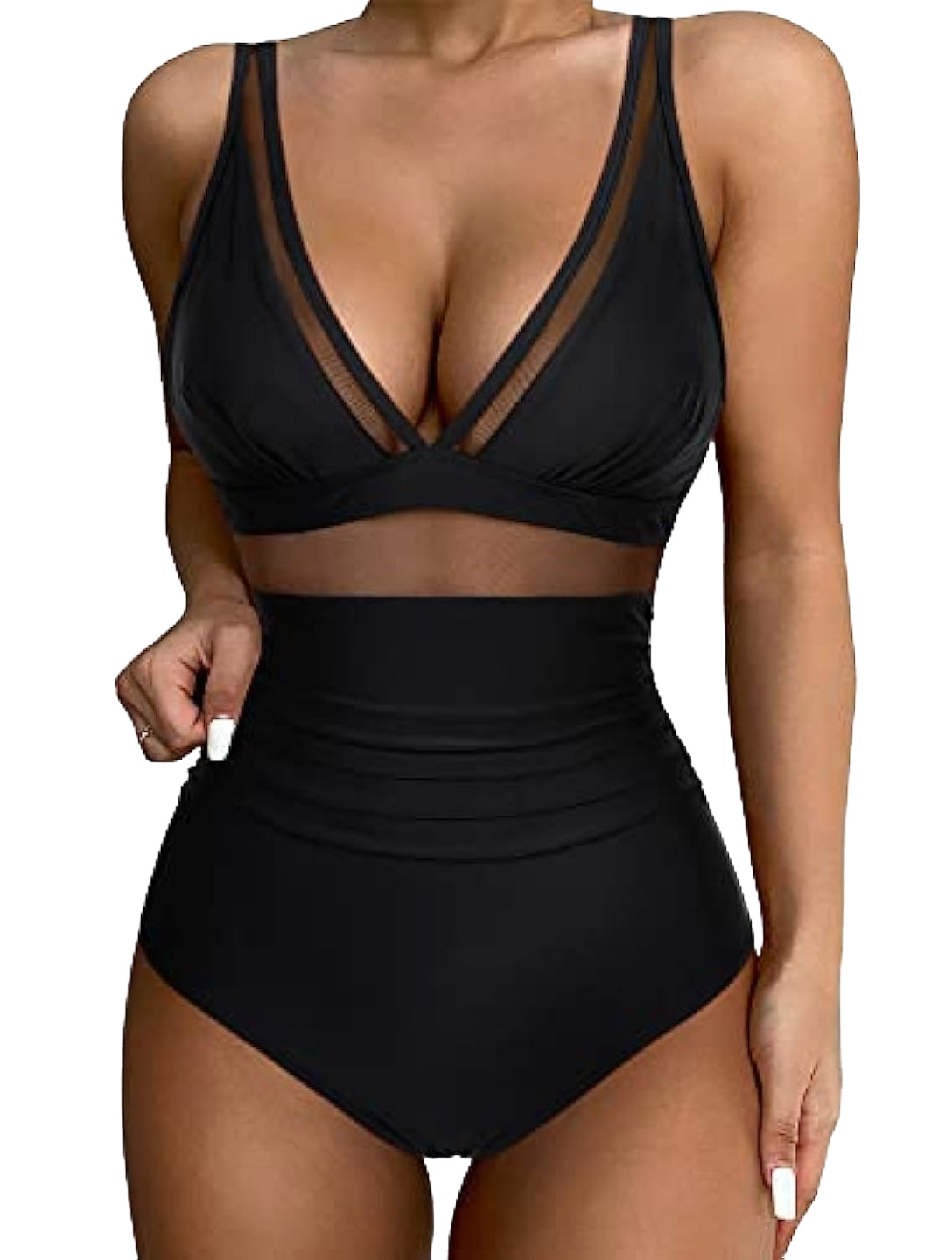 The Sculpting V-Neck Mesh Suit - HeyShape