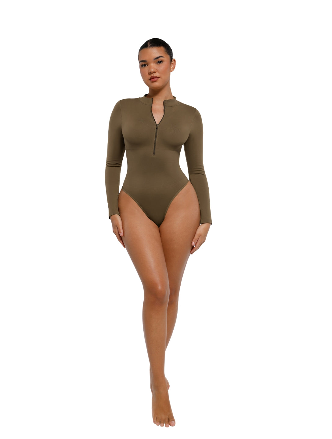 The Deep V Zip Bodysuit - HeyShape