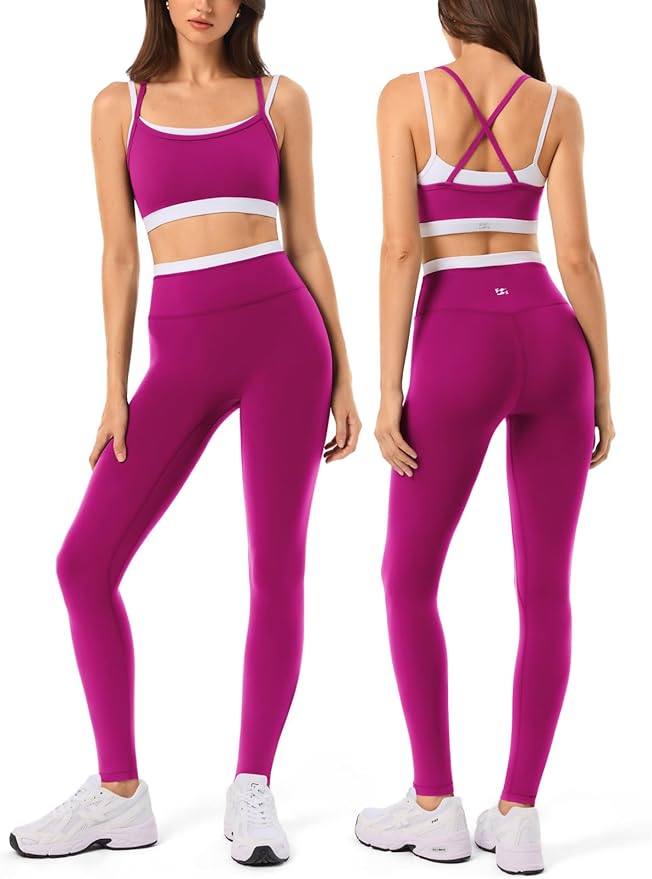 High Waisted Seamless Leggings & Double Layer Sports Bra - HeyShape