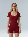Square Neck Short Sleeve Jumpsuit