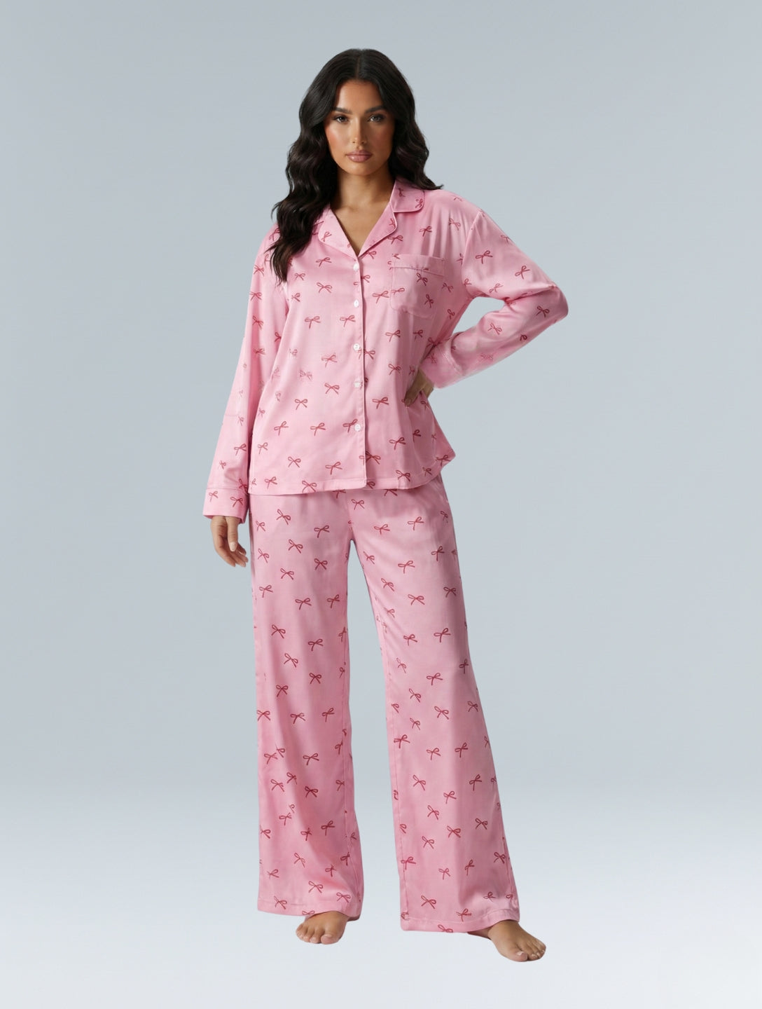 Pink Cotton Bow Pajama Set