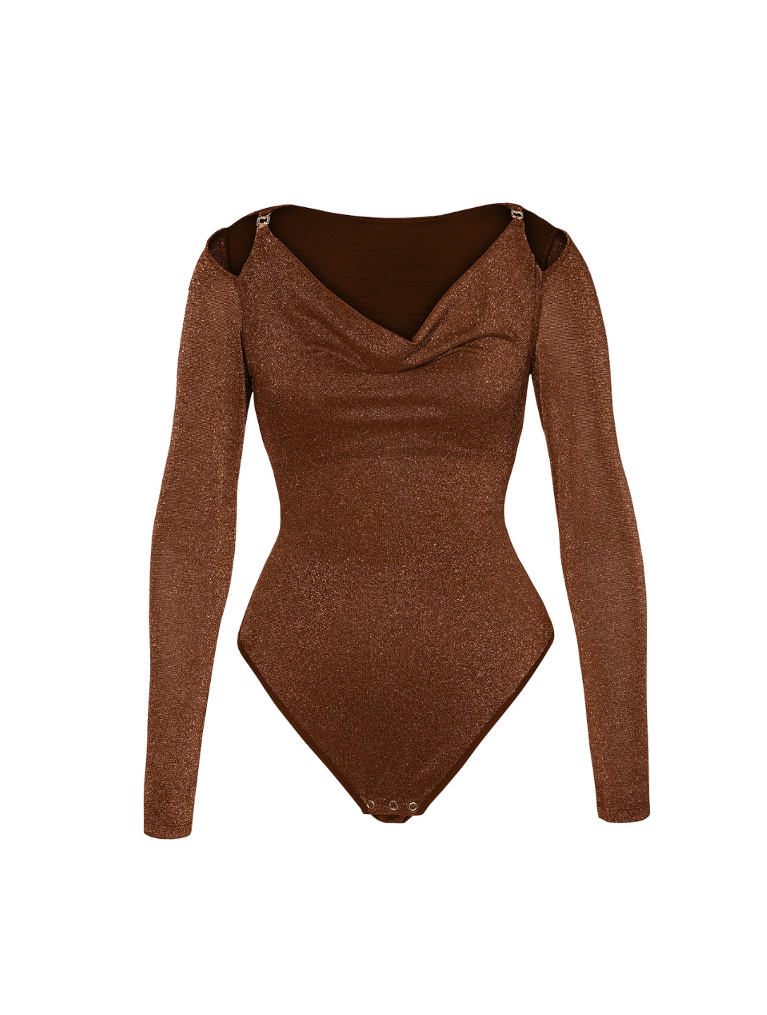 Glitter Long Sleeve Thong Bodysuit - HeyShape