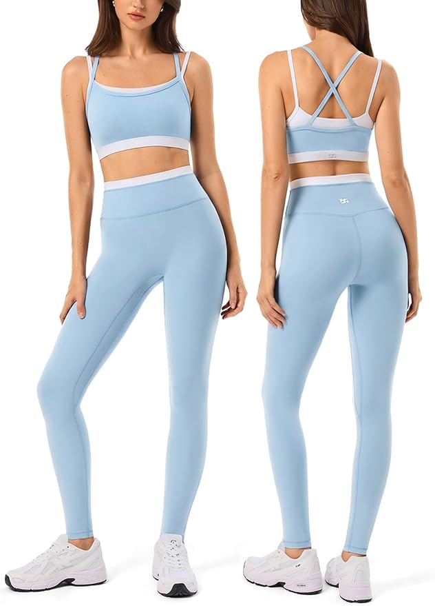 High Waisted Seamless Leggings & Double Layer Sports Bra - HeyShape