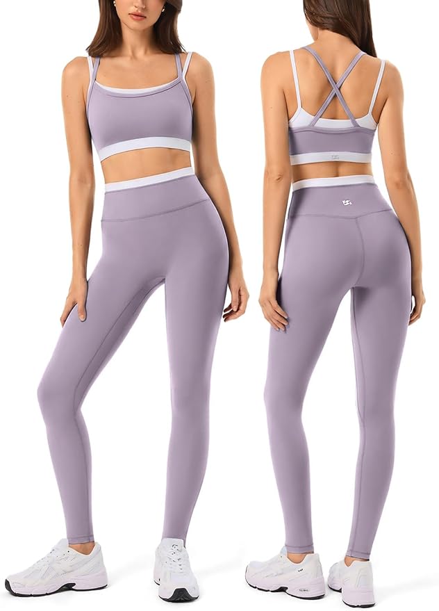 High Waisted Seamless Leggings & Double Layer Sports Bra - HeyShape