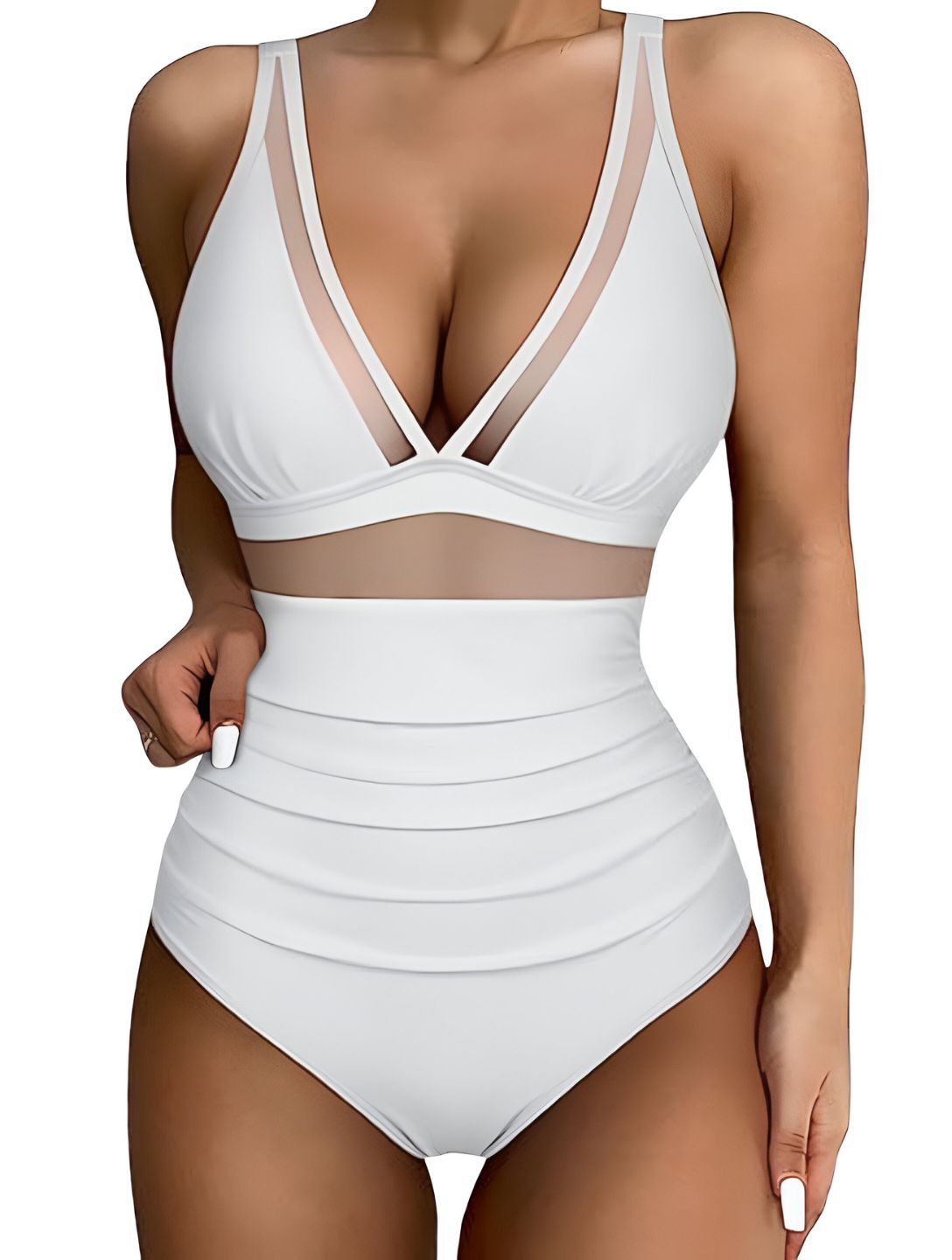 The Sculpting V-Neck Mesh Suit - HeyShape