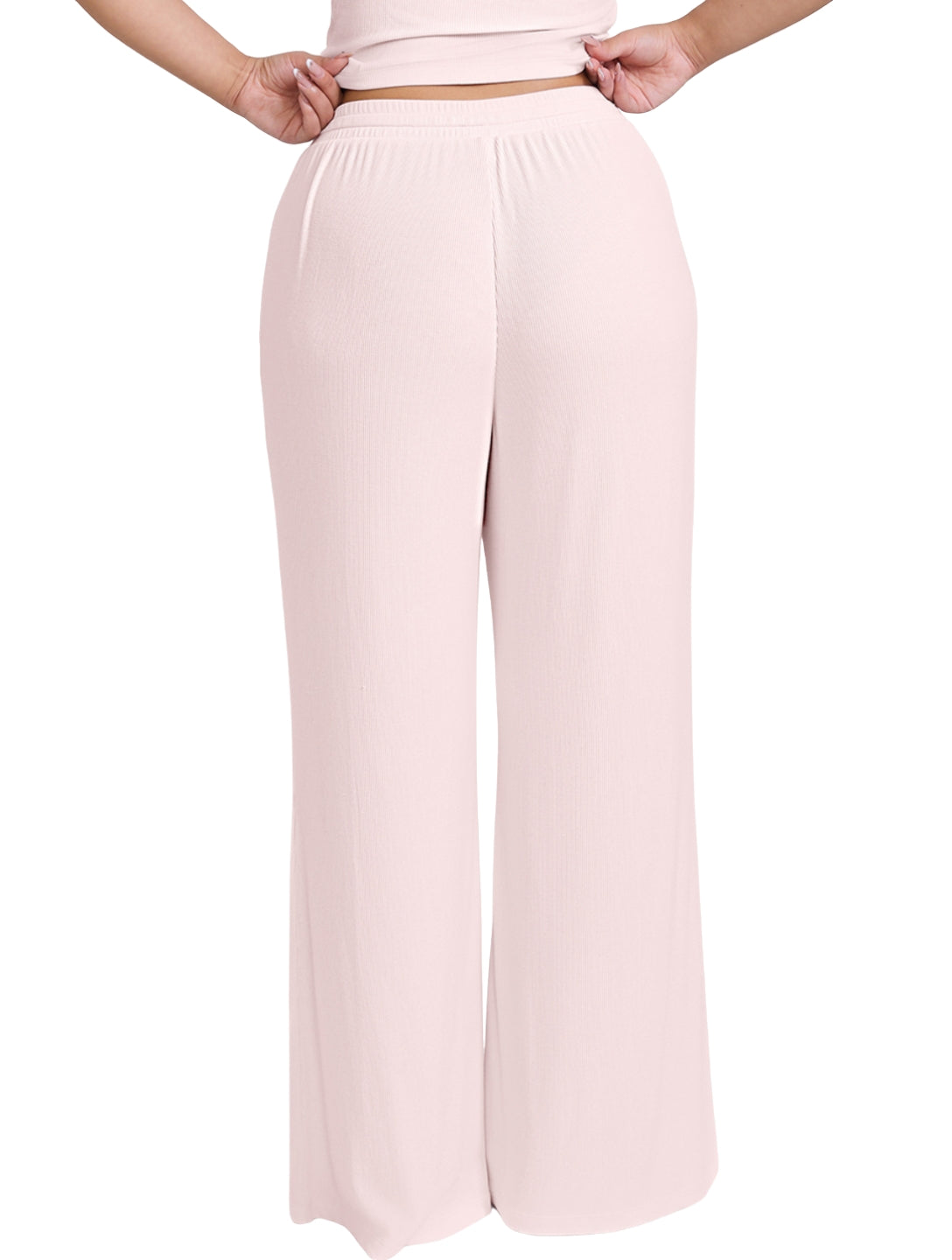 Wide Leg Ribbed Lounge Pants - HeyShape