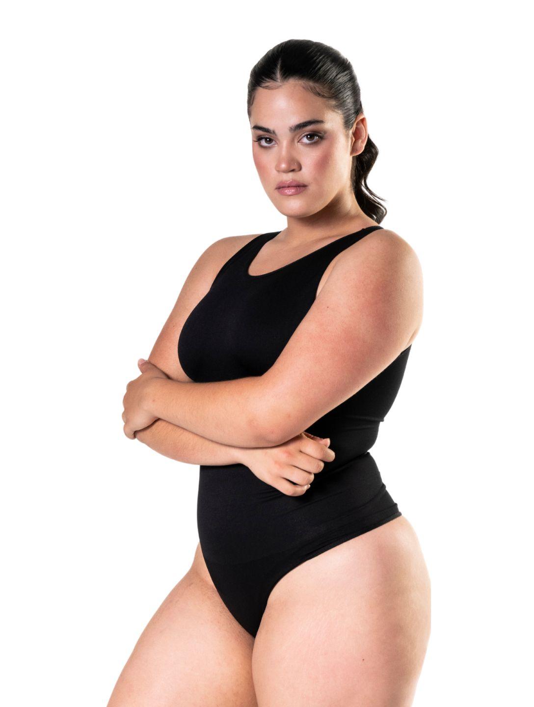 Round Neck Thong Bodysuit - HeyShape